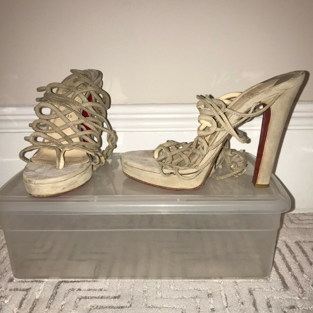 Christian Louboutin Salsbourg Nude Suede Sandals 3